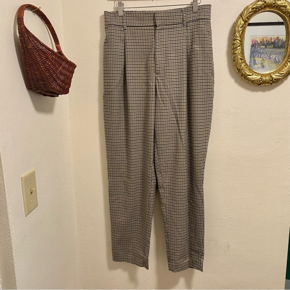 Zara Plaid Straight Leg Trousers Size Large